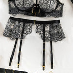 Toucheart 5 Piece Sexy Embroidery Underwear Set for Women Mesh Patchwork See-through Halter Underwear Garters Sexy Lingerie Set