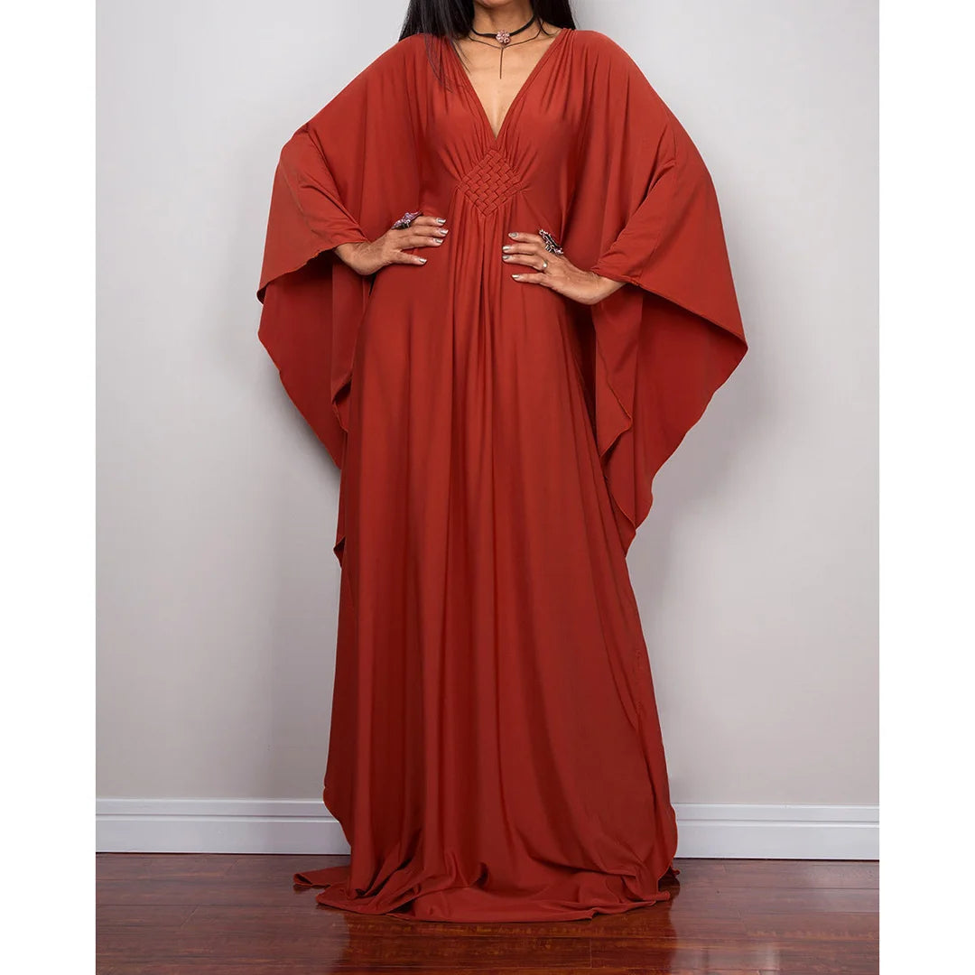 Greek Goddess Long Dress Batwing Sleeve Tunic Beach Cover Up Cover-ups Beach Dress Beach Wear Beachwear Kaftan Maxi Dress V4427