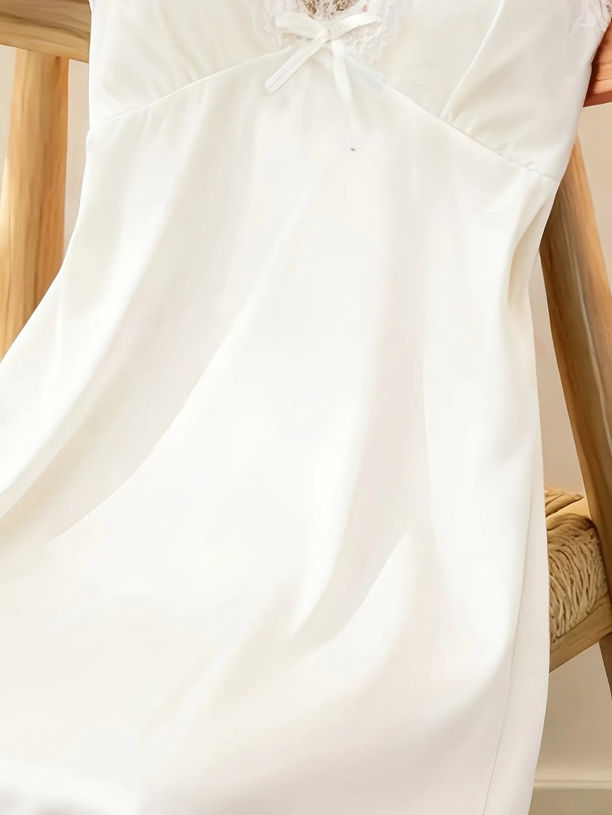 Women Satin Nightdress Lace Trim Slip Dress Spaghetti Strap Silky Nightgown Elegant Sleepwear Home Lingerie