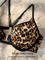 Leopard print front button women's underwear sexy and beautiful back without steel ring comfortable Lingerie MR3675