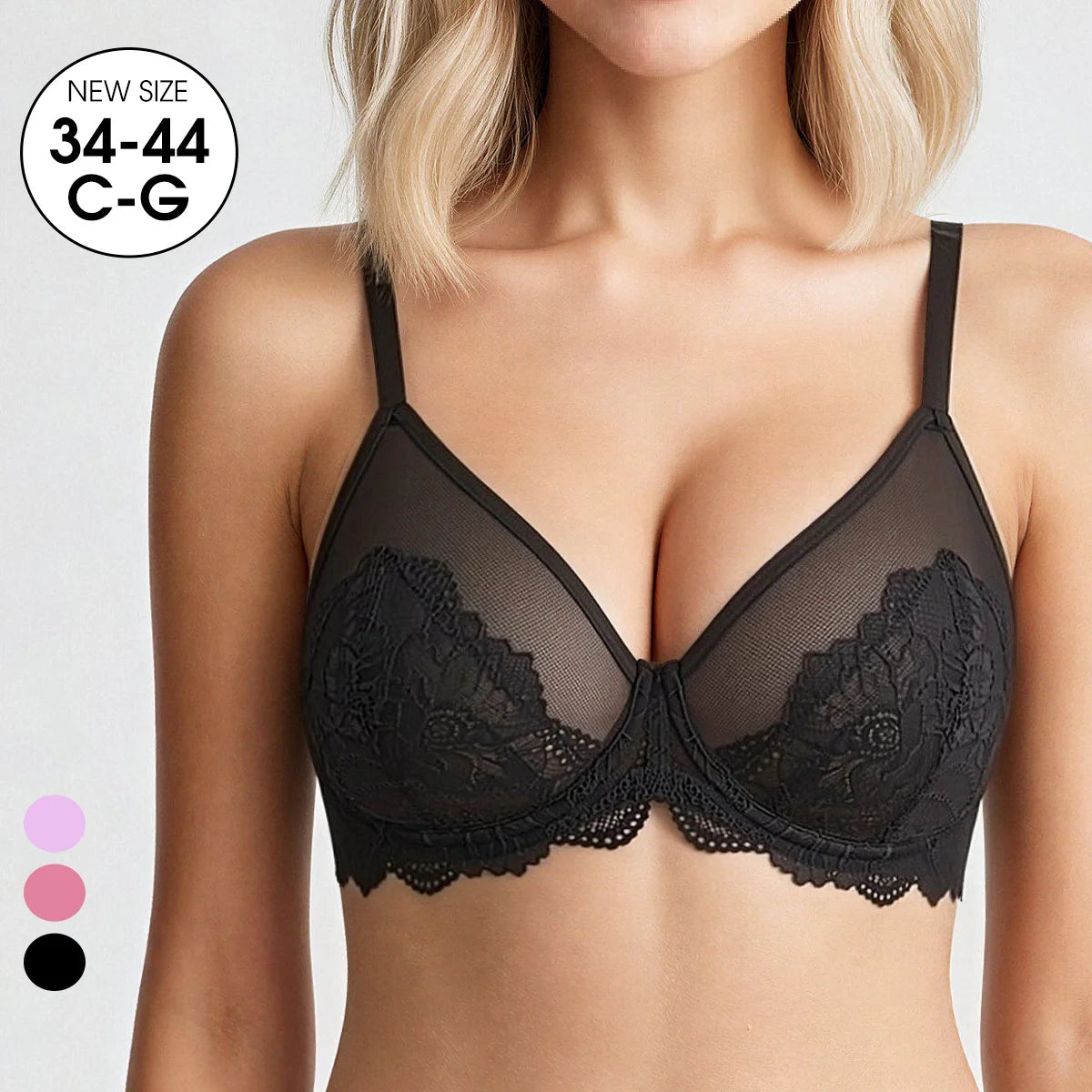 Women's Transparent Bra UltraLace Bra Full Coverage Push Up Plus Size Mermaid Scales Unlined Ultra-Thin Cup Underwear