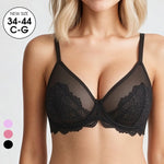 Women's Transparent Bra UltraLace Bra Full Coverage Push Up Plus Size Mermaid Scales Unlined Ultra-Thin Cup Underwear