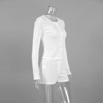 New Spring Autumn Cardigan White Jacquard Sleepwear Women's Pyjama Long-sleeved Shorts Pajamas Home Wears 2Pcs Nightwear 2026