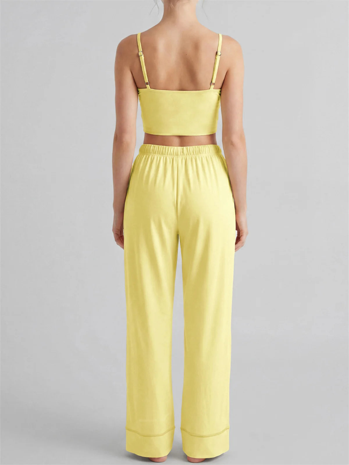 Women's Yoga Sets Yellow Patchwork Slimming Sports Tank Top Summer Gym Training Suit High Waist Wide Leg Pants Fitness Outfits