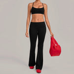 Women's Yoga Sets Sports Fitness Sling Cross Beauty Back Bra Training High Waist Hips-Lifting Flare-Pants Suits Gym Workout Sets