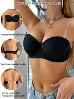 Women Multiway Strapless Push Up Bra Detachable Straps Underwire Anti-slip Lingerie Bras For Dress