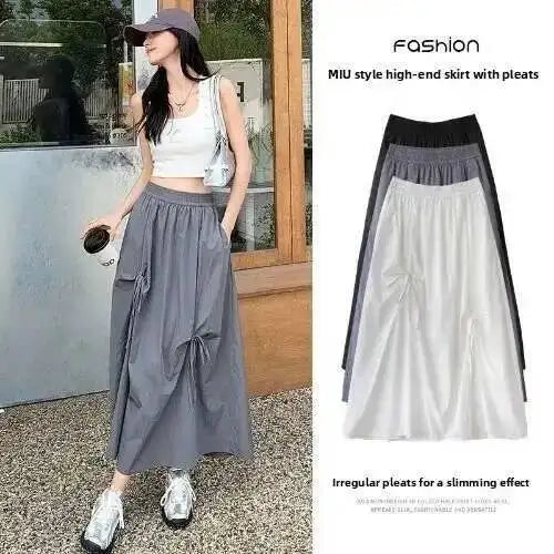 Versatile Knot Spring Summer F Skirt Ele Design Elastic Waist Skirt Sweet Aosphere Skirts For Ladies Fashion Women Skirts HSSZ