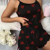 Women's Sleepwear Pajama Set Pajamas T-Shirts Shorts Pink Heart-Shaped Print T-Shirt Ice Silk Top Comfortable loungewear
