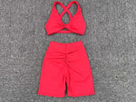 Seamless Yoga Fitness Sets Women High Waist Hip-Lifting Shorts & Sports Bra Workout for Running Gym