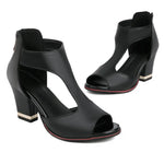 Fish Mouth High Heel Shoes Women's Summer Thick Heel Sandals Waterproof Platform Thick Sole Sexy Slim Back Zipper Hollow