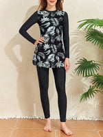 Print Muslim Modest Swimwear Women Swimsuit Burkini Sets Full Cover Islamic Long Sleeve Swimming Suit For Woman Bathing Suits