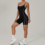Summer New Gym Romper Padded Outdoor Sports Jumpsuit Hollow Open Back Yoga Suit Dance Sports Bodysuit Hip Lift Workout Yoga Sets