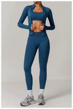 2/3PCS Yoga Set Women Workout Set Seamless Sportswear Gym Clothing Fitness Long Sleeve Crop Top High Waist Leggings Sports Suits
