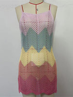 2025 New Colorful Hollow Out Crochet Knitted Tunic Beach Cover Up Cover-ups Beach Dress Beach Wear Beachwear Female Women K6522