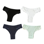 4Pcs/Set Women Cotton Low-Rise Briefs Lace Trims Brazilian Panties Sexy Lingerie Stretchy Underwear Female Underpants S-L