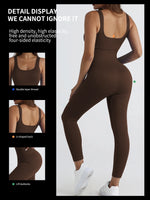 CZGUKE Women's Seamless One-Piece Sportswear yoga Ribbed Slim-Fitting One-Piece Square-Neck Base Pants Long Pants Fitness Wear