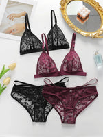 Women's Ultra-thin Lace Lingerie Two-piece Floral Lingerie Sexy Lingerie No Steel Hoop Push Up Bra A322