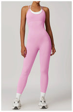 Yoga Jumpsuit Fake two color contrast halter sport jumps Women Push Up Gym Fitness Overalls Sport Outfit Sportswear Clothes 8843