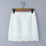 Foridol Summer Casual White Lace Dress Set for Women Hollow Out Embroidery Skirt Outfits 2 Pcs Loose Beach New Suit Skirt Set