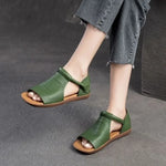 2026 Women's Summer Solid Color Retro Outdoor Casual Comfortable Flat SandalsBeach Sandal