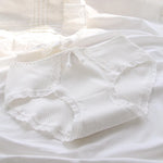 Girls SweetCute Underwear Cotton Lovely Soloid Middle Waist Briefs Young Girl Panties TeenagersWhite Intimates M L XLWhite