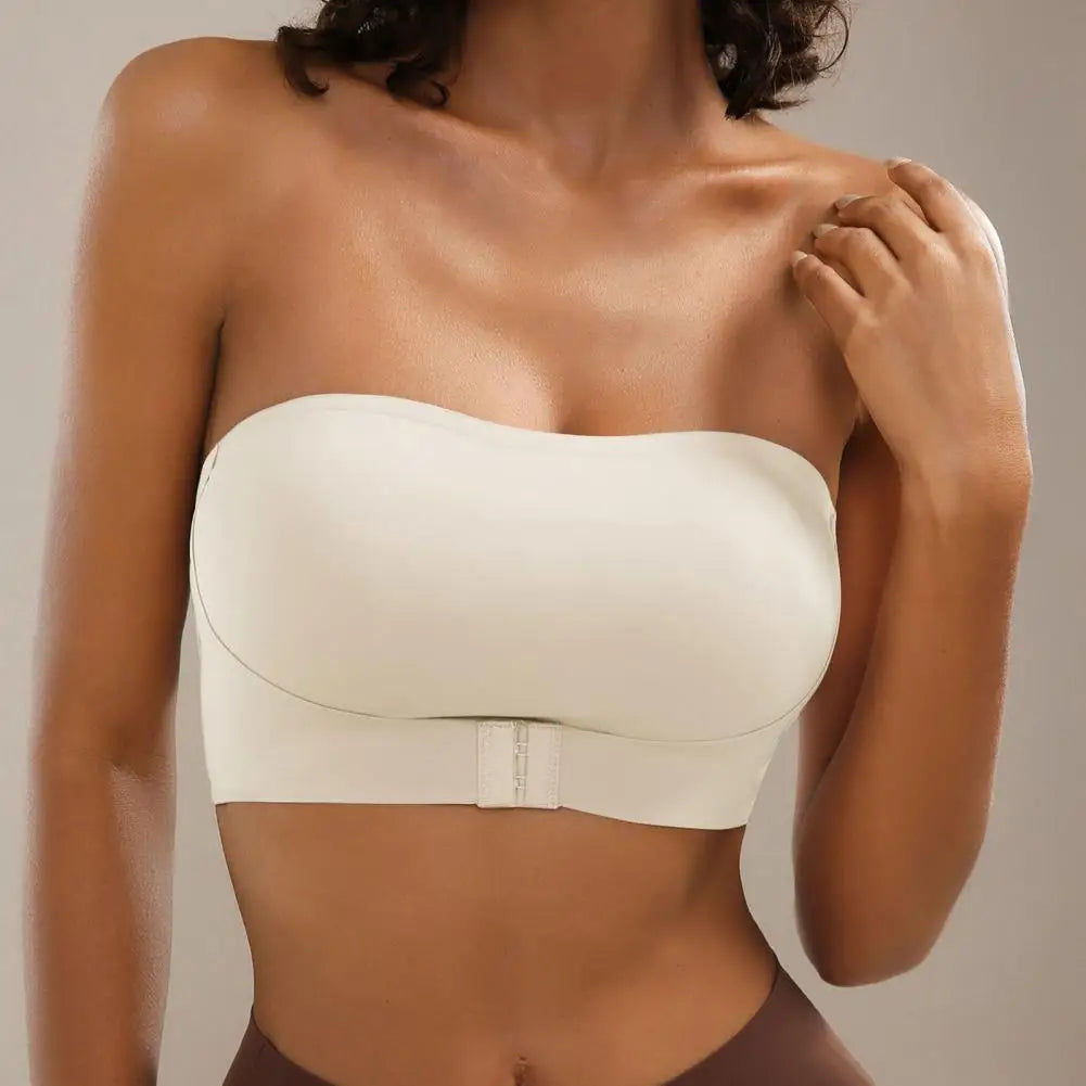 Comfort Tube Top Strapless Bra for Women Push Up Non-Slip Bandeau No Underwire Front Closure Bralette