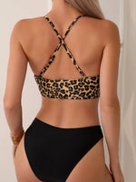 Criss Cross Back Leopard Bikini Women Swimwear Female Swimsuit Two Pieces Bikini Set Bather Bathing Suit Swim Beach Wear Lady
