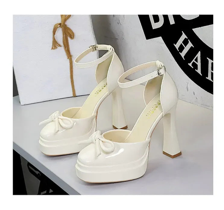 BIGTREE Model Catwalk Sequined Platform Pumps for Women Sexy Bowknot Party Nachtclub Stripper Heels Pole Dance Shoes Size 34-40