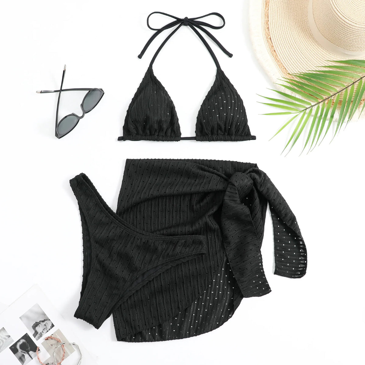 2026 New 3 Pieces Set Swimsuit Women Thong Swimwear Sexy Micro Bikini Set With Sarong Skirt White Beachwear Bathing Suit Pink