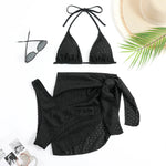 2026 New 3 Pieces Set Swimsuit Women Thong Swimwear Sexy Micro Bikini Set With Sarong Skirt White Beachwear Bathing Suit Pink