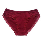 3Pcs/Set Cotton Panties Women Lace Trim Briefs Female Underpants Solid Color Soft Underwear Sexy Lingerie Intimates M-XL