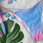 9 Colors New Sexy Bikini Women Rhinestone Shell Pendant Halter Gradient Swimwear Swimsuit Female Beach Bikinis Set Bathing Suit