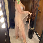 3 Colors Sexy Glitter Mesh Sheer See Through Tunic Beach Cover Up Cover-ups Beach Dress Beach Wear Beachwear Female Women V3217