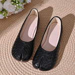 Women Tabi Split Toe Woven Embossed Ballet Flats Slip On Faux Leather Lightweight Casual Daily Walking Flat Shoes