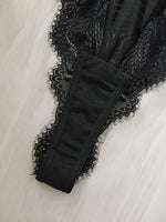 Hot girl style French-style lace sexy one-piece dress for women, deep V see-through netted bandeau shaping bra ZA825256