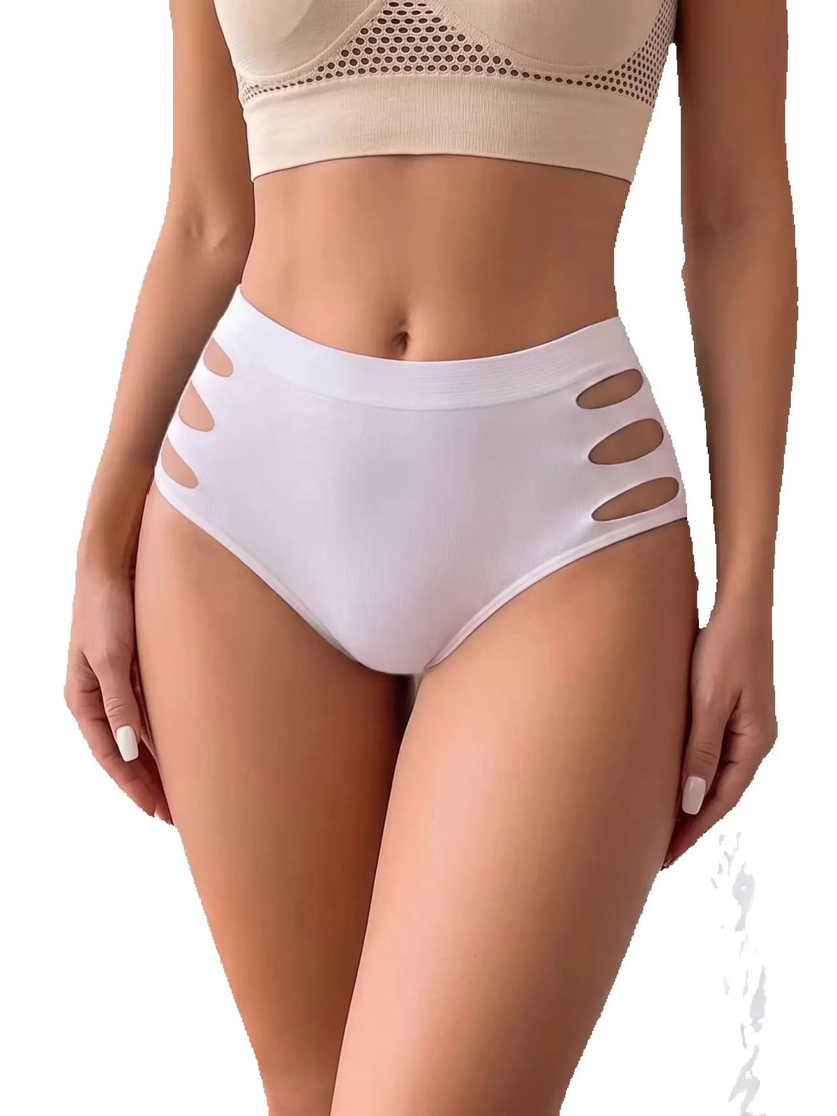Solid Women Seamless Panties Side Cut Out Hollow Breathable Briefs Daily Comfort No Roll Underwear