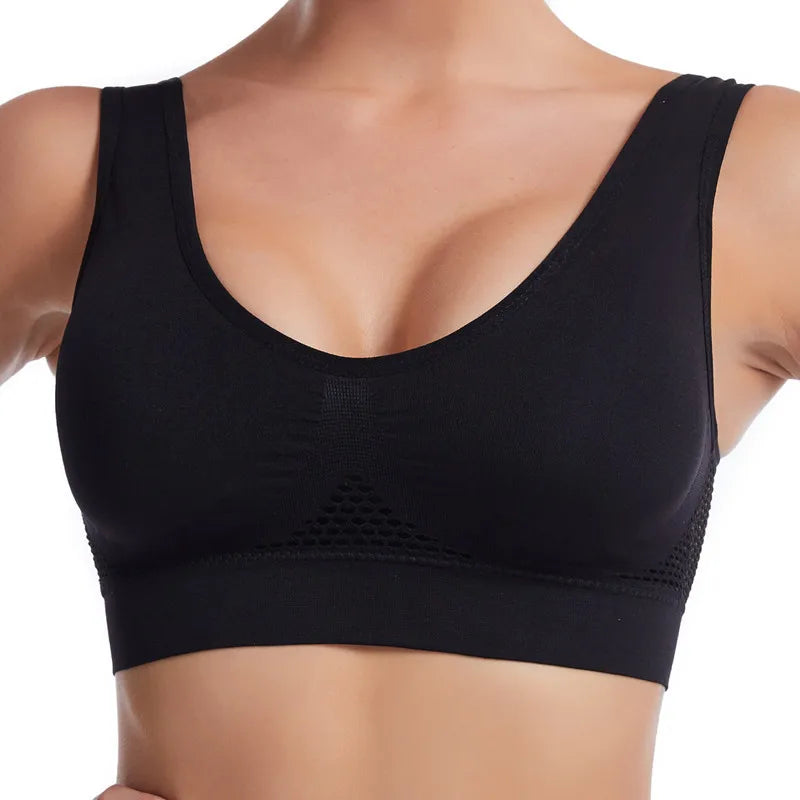 Shockproof Sports Yoga Bra for Women Removable Breast Pad S-7XL Sexy Elastic Back Cotton Sleep Bra Comfortable Sleepwear Top
