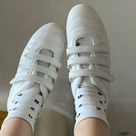 Brand Designer Comfy Walking Cream Flat Sneakers Fashion Leisure Silver Casual Shoes Women Flats Chic Black Hook&Loop Mary Janes