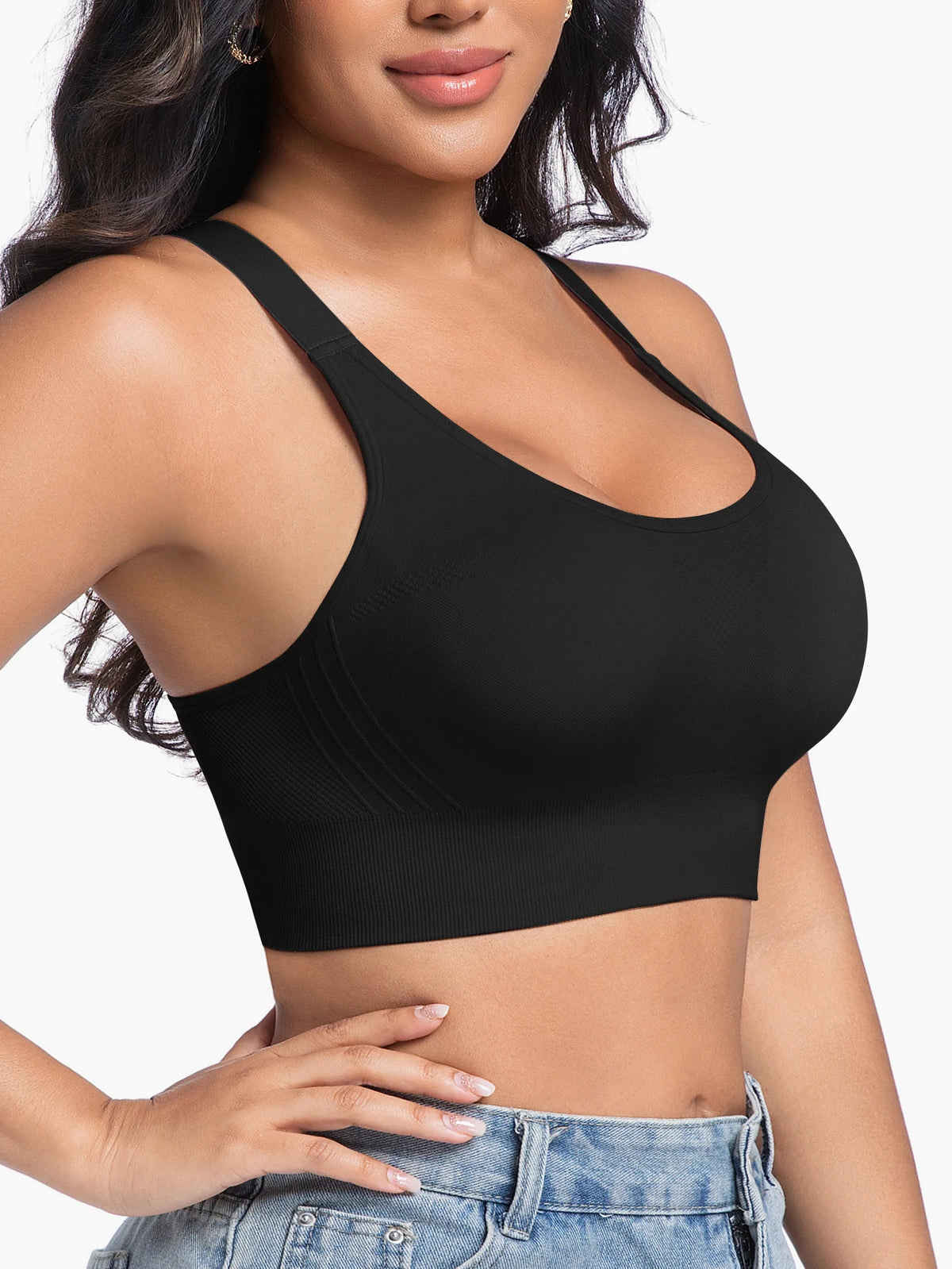 Women's Wireless Sports Bra Yoga Bra Simple Solid Color X-Back Design Wide Adjustable Straps Removable Pads Comfort