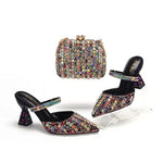 doershow Italian colorful Shoes And Bag Sets For Evening Party With Stones Italian Leather Handbags Match Bags!HNM1-1