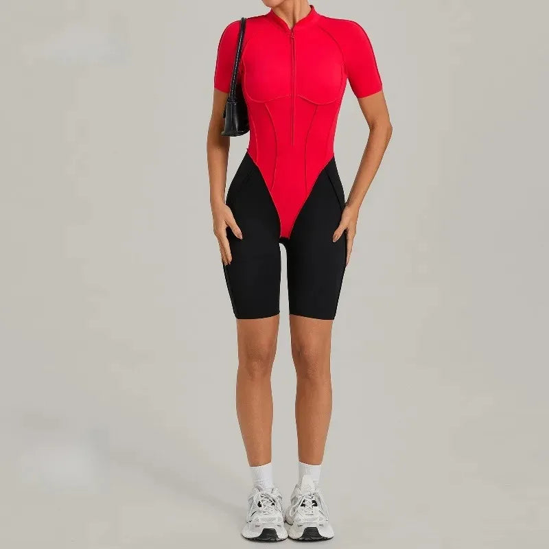 Women's Seamless Yoga Jumpsuit Sports Workout Running Hip-lifting Slim Fit Shorts One-Piece Training Fitness Gym Bodysuit