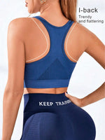 Women's Racerback Sports Bra Seamless Ribbed Yoga Workout Crop Top High Support Gym Tank Top