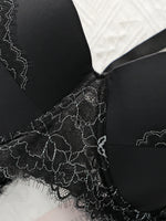 Women's Sexy Oversized Lingerie With Half Cup Pull Up And Anti Sagging Black Lace Design Suitable For Plump Women 90D-110D B2439