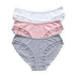 3Pcs/Set Cotton Panties Women Lace Trim Briefs Female Underpants Solid Color Soft Underwear Sexy Lingerie Intimates M-XL