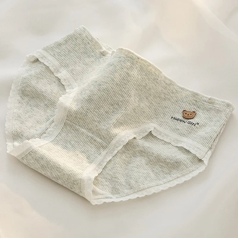 1/5PCS M-XL NEW Cute Cartoon Girl Student Underwear Cat Pants Mid-waist Graphene Cotton File Trackless Briefs Wholesale