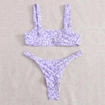 2 Pcs/Set Lady Swimwear Set Leopard Print Quick Dry Women Bathing Suit Slim Fit Wireless Summer Bikini Set For Beach