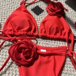 DEKA Brazilian Thong 3D Flowers Bikini Set Women Swimwear Bandeau High Cut Female Swimsuit Bather Bathing Suit