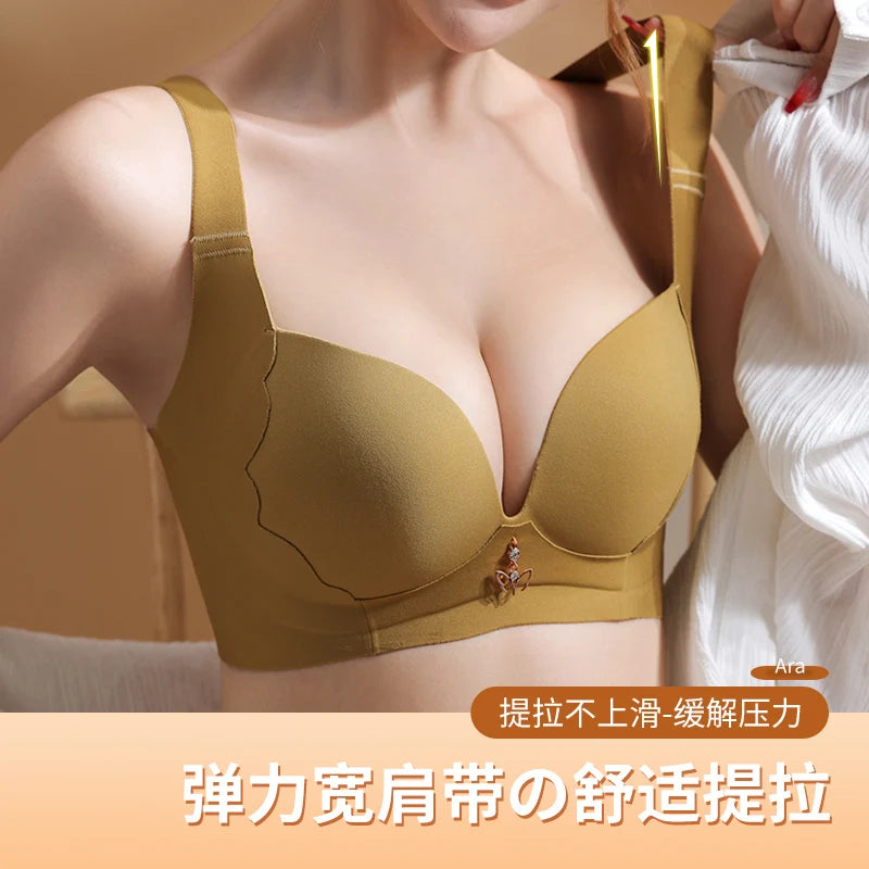 Plus Size Bra Sexy Lingerie Thick Cup Bras for Women Solid Padded Underwear Push Up Brassiere Femme Wireless Bra invisible bra