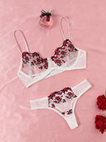 Sexy Lace Lingerie Bra And Panty Sets Women Underwear Flower Embroidery Bralette Set
