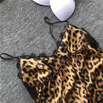 Summer lace leopard print sexy suspender skirt with chest pad suspender nightdress